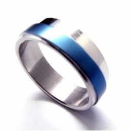 Bague En Titane Bleu Pour Homme De 6 Mm