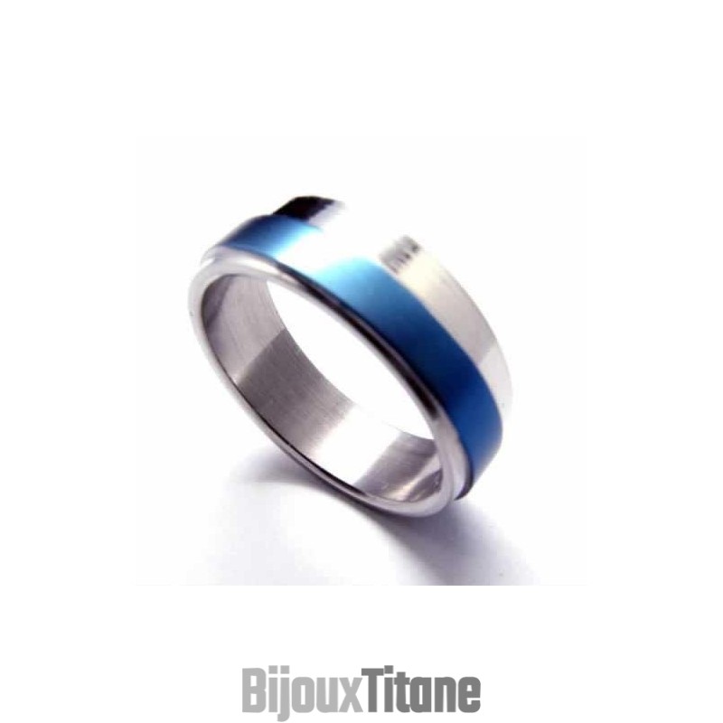 Bague En Titane Bleu Pour Homme De 6 Mm