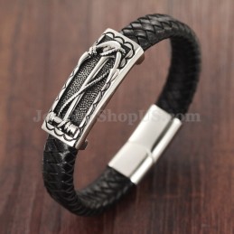 Bracelet En Cuir Et Titane Pour Homme, Exquis, C948