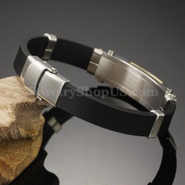 Bracelet Homme En Titane Et Zircone Couleur Or C934, Offre Spéciale