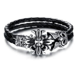 Bracelet En Cuir Et Titane Pour Homme, Bon Marché, C871