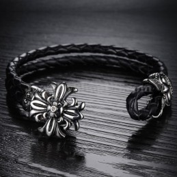 Bracelet En Cuir Et Titane Pour Homme, Bon Marché, C871
