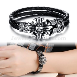 Bracelet En Cuir Et Titane Pour Homme, Bon Marché, C871
