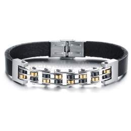 Bracelet En Cuir Et Titane Pour Homme, Offre Spéciale, C839