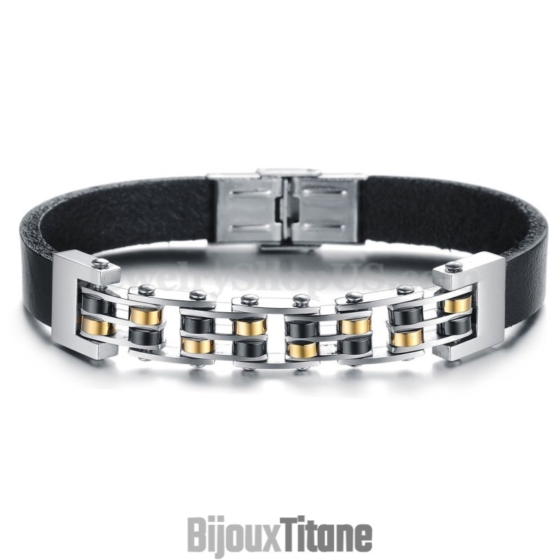 Bracelet En Cuir Et Titane Pour Homme, Offre Spéciale, C839 Bracelet En Cuir Et Titane Pour Homme, Offre Spéciale, C839