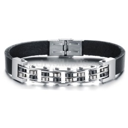 Bracelet En Cuir Et Titane Pour Homme, Offre Spéciale, C839