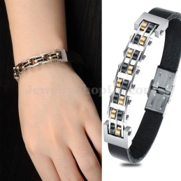 Bracelet En Cuir Et Titane Pour Homme, Offre Spéciale, C839