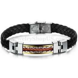 Bracelet En Cuir Titane Pour Homme, Personnalité C817