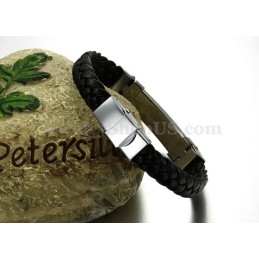Bracelet En Cuir Titane Pour Homme, Personnalité C817