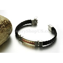Bracelet En Cuir Titane Pour Homme, Personnalité C817