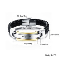 Bracelet Croix En Cuir Et Titane Pour Homme C918
