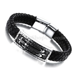 Bracelet En Cuir Et Titane Pour Homme, Exquis, C896