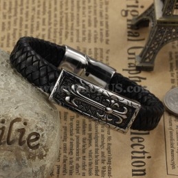 Bracelet En Cuir Et Titane Pour Homme, Exquis, C896