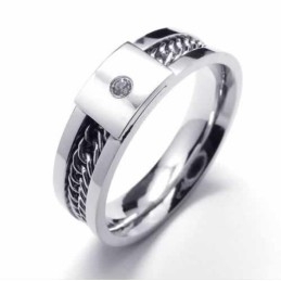 Bague En Titane Incrustée De Diamants De 6 Mm