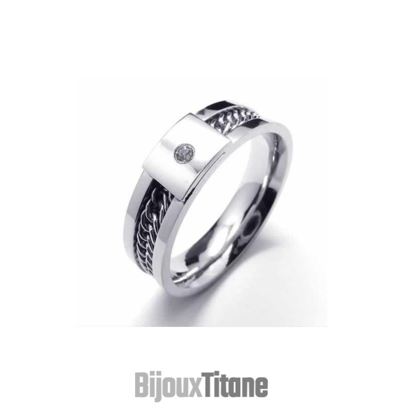 Bague En Titane Incrustée De Diamants De 6 Mm