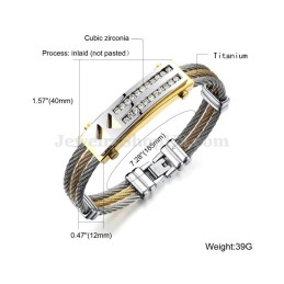 Bracelet Homme En Titane Et Zircone C783