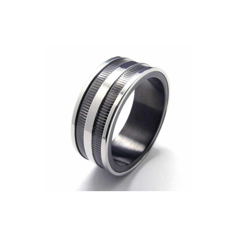 Bague En Titane Noir À Deux Rainures De 8 Mm Bague En Titane Noir À Deux Rainures De 8 Mm