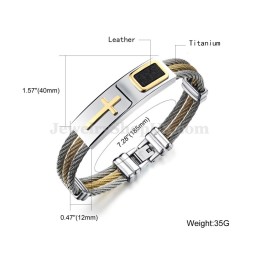 Bracelet Homme Croix En Titane Et Or C785