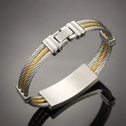 Bracelet Croix En Titane Pour Homme, Or Et Argent, C759