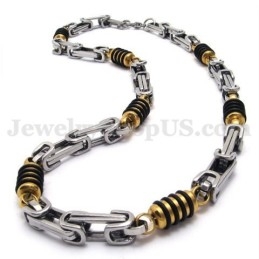 Collier Chaîne En Titane Pour Homme En Argent Et Or
