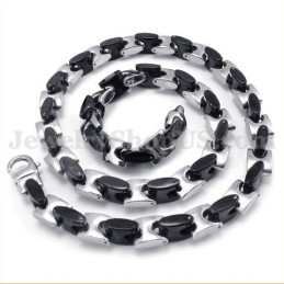 Superbe Collier Chaîne En Titane Noir Pour Homme