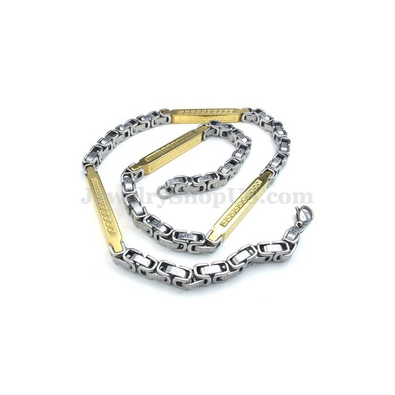 Collier Chaîne En Titane Pour Homme En Argent Et Or