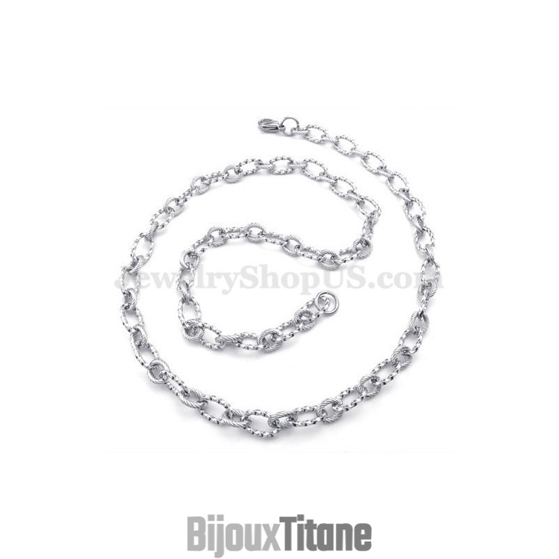 Collier Simple En Argent Et Titane Pour Homme Collier Simple En Argent Et Titane Pour Homme