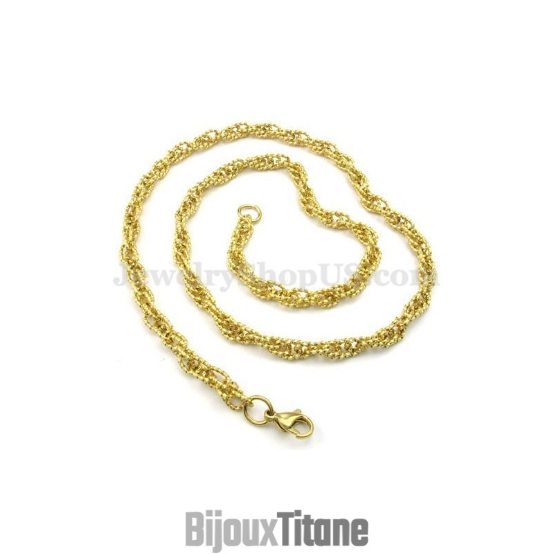 Collier Chaîne En Titane Doré Pour Homme, Offre Spéciale Collier Chaîne En Titane Doré Pour Homme, Offre Spéciale