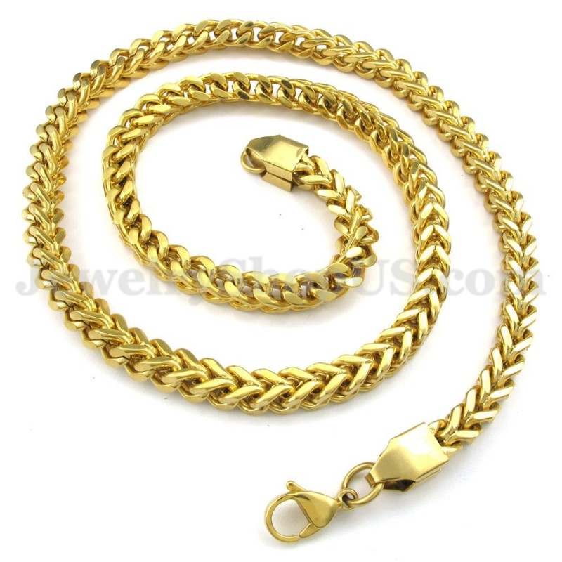 Collier Chaîne En Titane Doré Pour Homme, Offre Spéciale