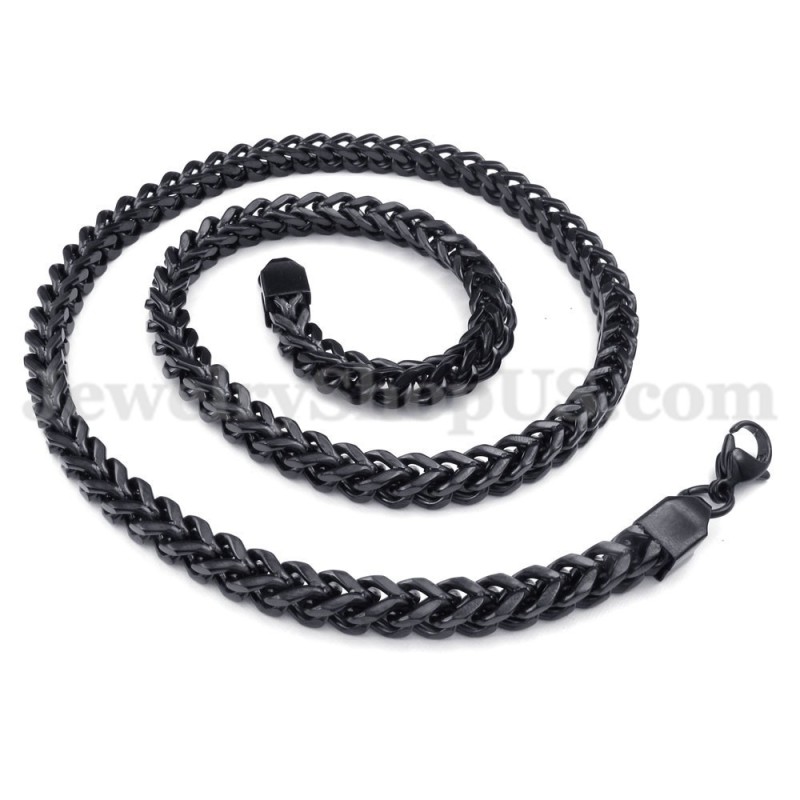 Collier Et Chaîne En Titane Noir Exquis Pour Homme Collier Et Chaîne En Titane Noir Exquis Pour Homme