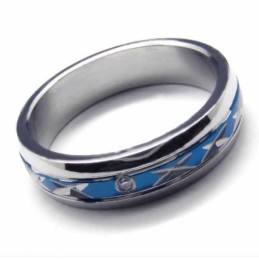 Bague En Titane Bleu Sertie De Diamants De 5 Mm