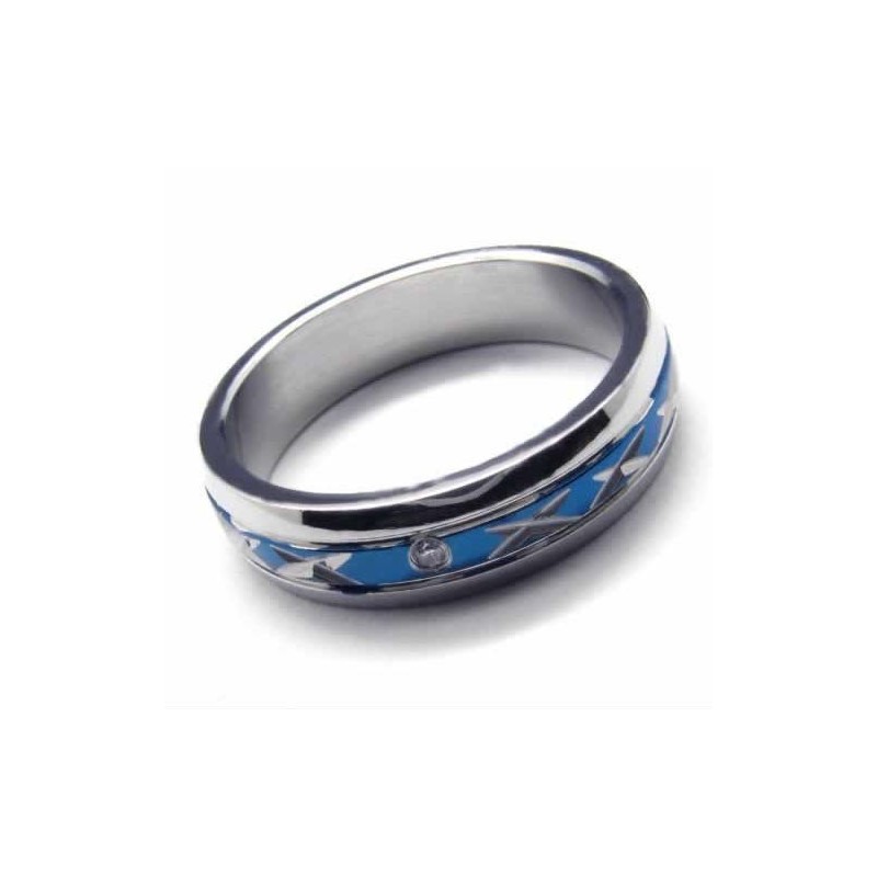 Bague En Titane Bleu Sertie De Diamants De 5 Mm