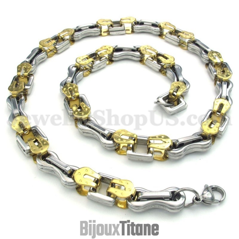 Collier Et Chaîne En Titane Pour Homme, Sexy Et Doré Collier Et Chaîne En Titane Pour Homme, Sexy Et Doré