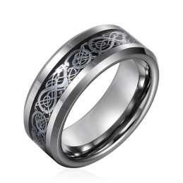 Bagues En Tungstène À Motifs De Dragon Pour Hommes