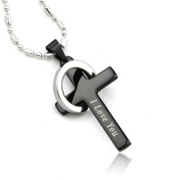 Pendentif Croix Noire En Titane De Nouveau Style