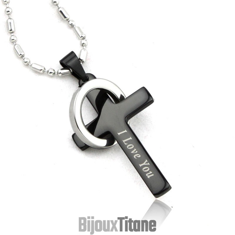 Pendentif Croix Noire En Titane De Nouveau Style