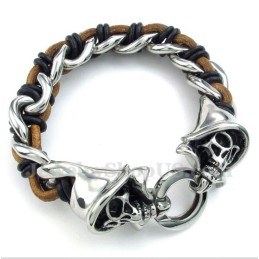 Bracelet En Cuir Et Titane Pour Homme, Motif Faucheuse