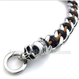 Bracelet En Cuir Et Titane Pour Homme, Motif Faucheuse