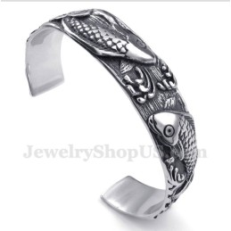 Bracelet Homme En Titane Moulé Motif Poissons