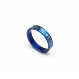 Bague En Titane Bleu Pour Homme Avec Croix Biblique De 4 Mm