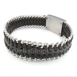 Bracelet En Cuir Et Titane Pour Homme
