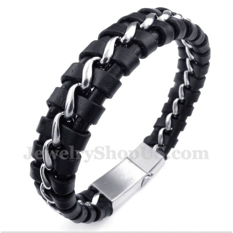 Bracelet En Cuir Et Titane Pour Homme Bracelet En Cuir Et Titane Pour Homme