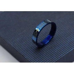 Bague En Titane Bleu Pour Homme Avec Croix Biblique De 4 Mm