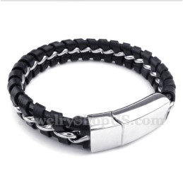 Bracelet En Cuir Et Titane Pour Homme