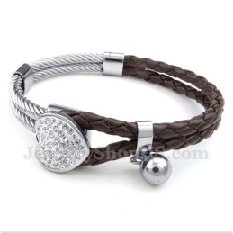 Bracelet En Cuir Et Titane En Forme De Cœur Pour Homme