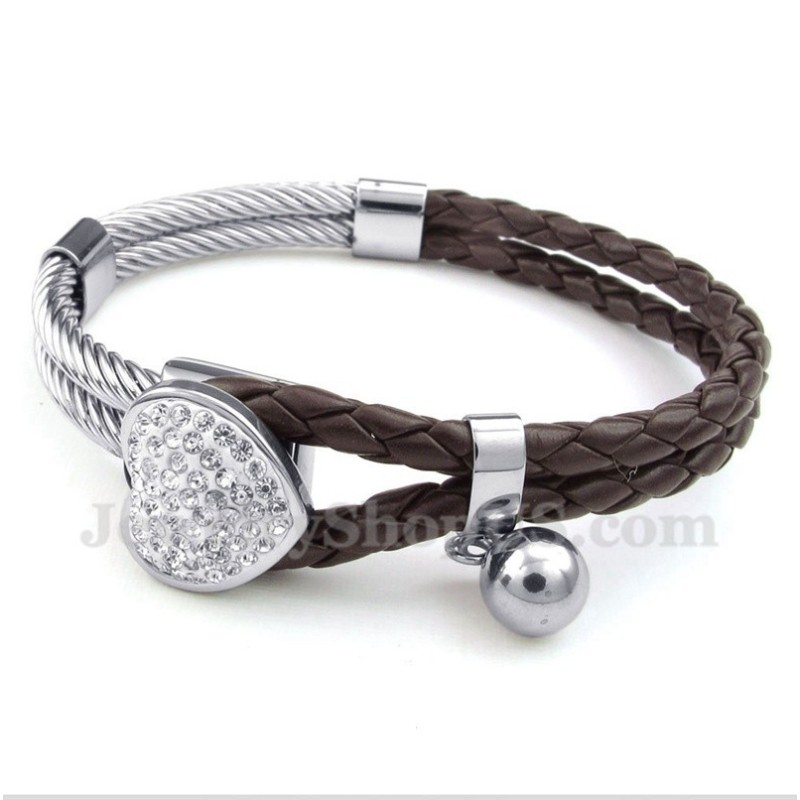 Bracelet En Cuir Et Titane En Forme De Cœur Pour Homme Bracelet En Cuir Et Titane En Forme De Cœur Pour Homme
