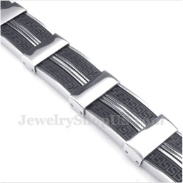 Bracelet Pour Homme En Caoutchouc Titane À Motif Méandre Grec