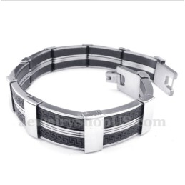 Bracelet Pour Homme En Caoutchouc Titane À Motif Méandre Grec
