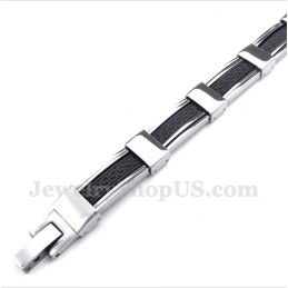 Bracelet En Caoutchouc Et Titane Pour Homme, Motif Méandre Grec