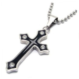 Pendentif Croix En Titane Plaqué Noir Avec Diamants